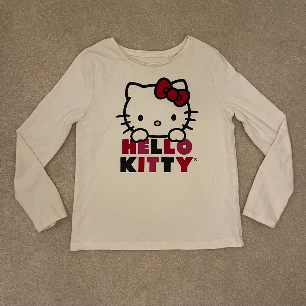 Hello Kitty long sleeve shirt Girls Size 8 red bow pink black white cat